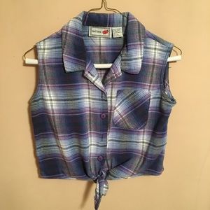 Flannel crop top EUC